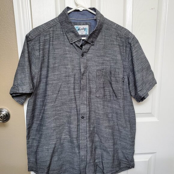Hurley Mens Button Down Classic Fit Short Sleeve Shirt Grey Size XL - Picture 1 of 5